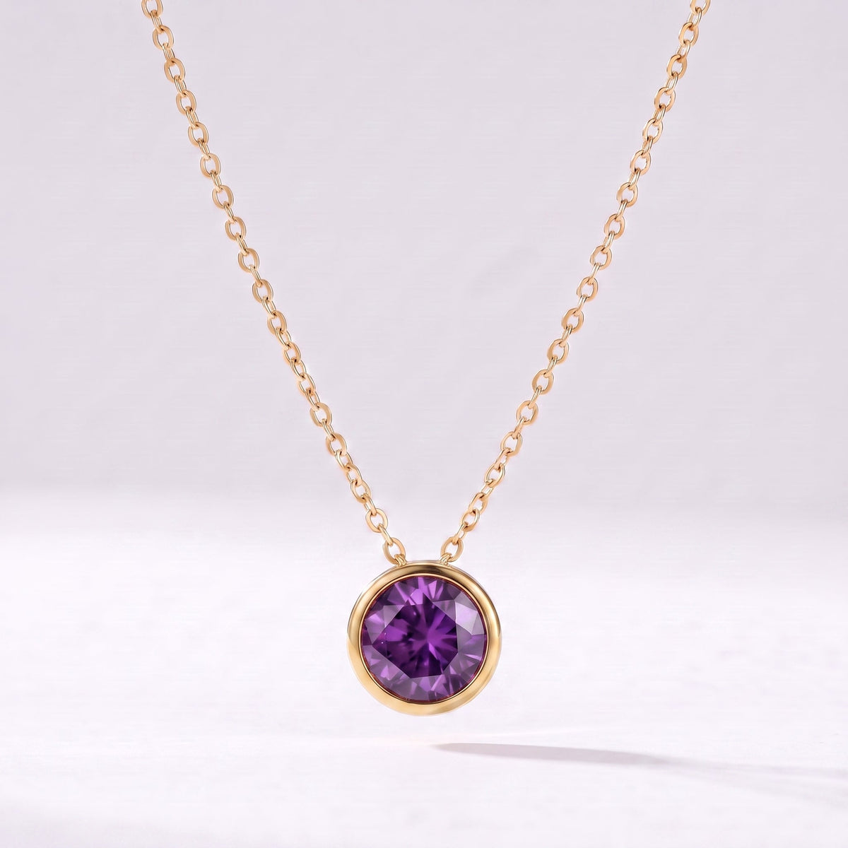 Collar piedra de nacimiento Febrero — Amatista dorado