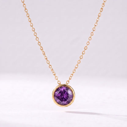Collar piedra de nacimiento Febrero — Amatista dorado