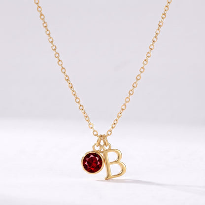 Collar letra B dorado con piedra de nacimiento