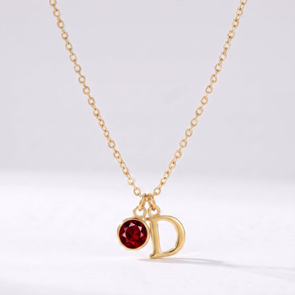 Collar letra D dorado con piedra de nacimiento