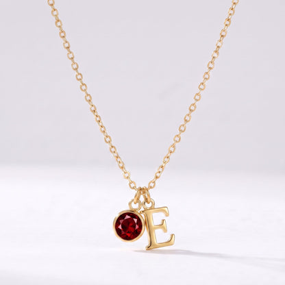 Collar letra E dorado con piedra de nacimiento