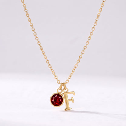 Collar letra F dorado con piedra de nacimiento