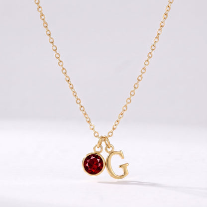 Collar letra G dorado con piedra de nacimiento