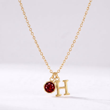 Collar letra H dorado con piedra de nacimiento