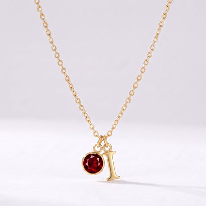 Collar letra I dorado con piedra de nacimiento