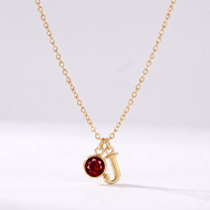 Collar letra J dorado con piedra de nacimiento