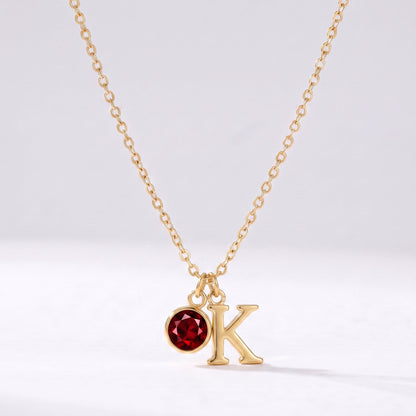 Collar letra K dorado con piedra de nacimiento