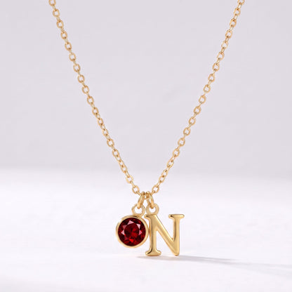 Collar letra N dorado con piedra de nacimiento