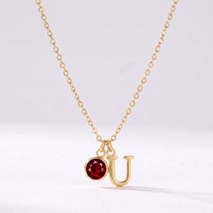 Collar letra U dorado con piedra de nacimiento