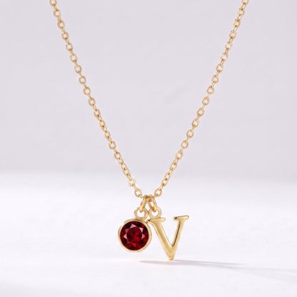 Collar letra V dorado con piedra de nacimiento