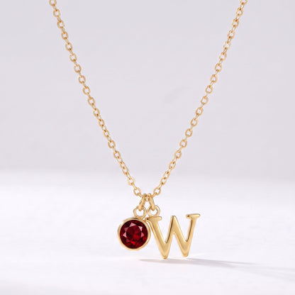 Collar letra W dorado con piedra de nacimiento
