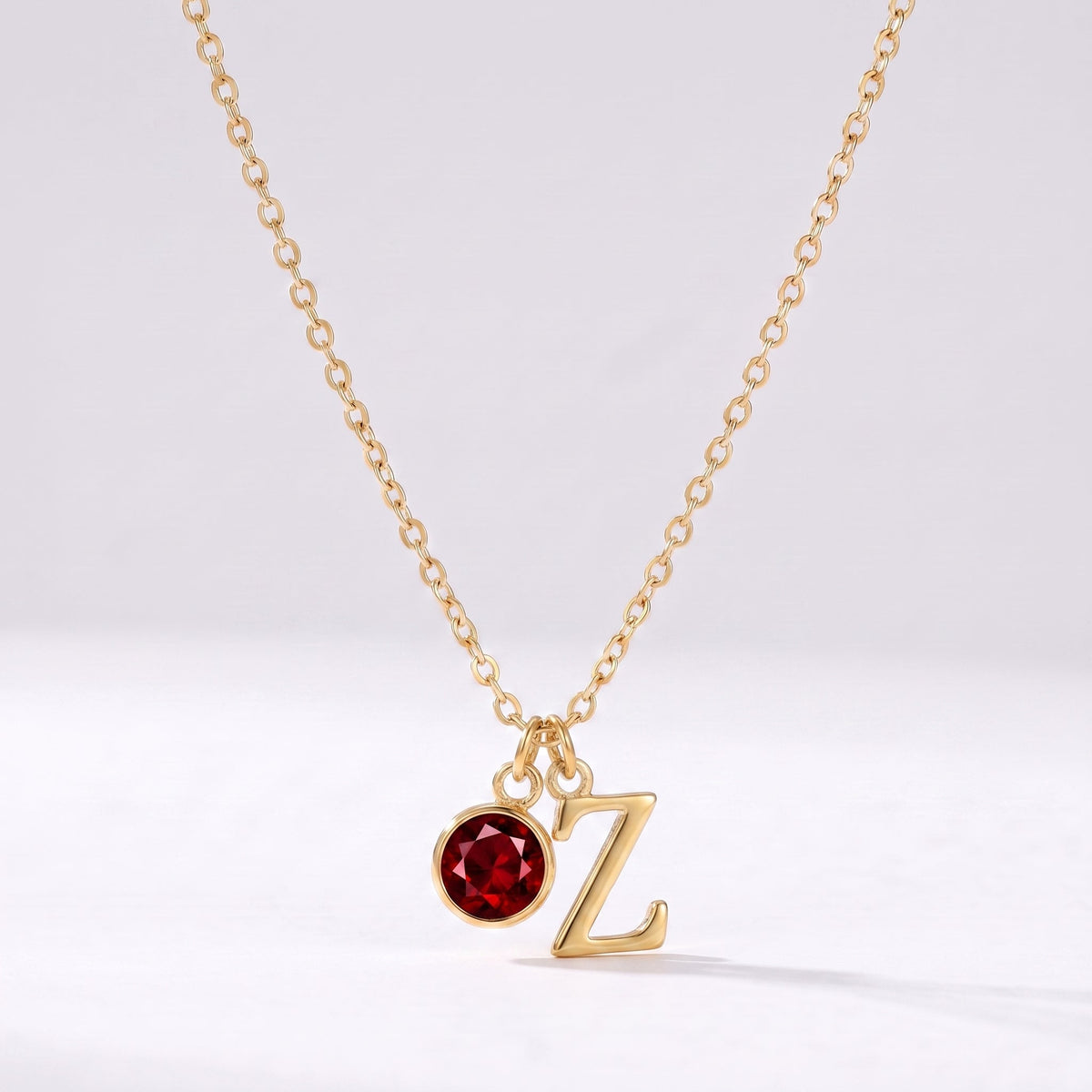 Collar letra Z dorado con piedra de nacimiento