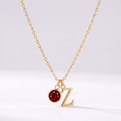 Collar letra Z dorado con piedra de nacimiento