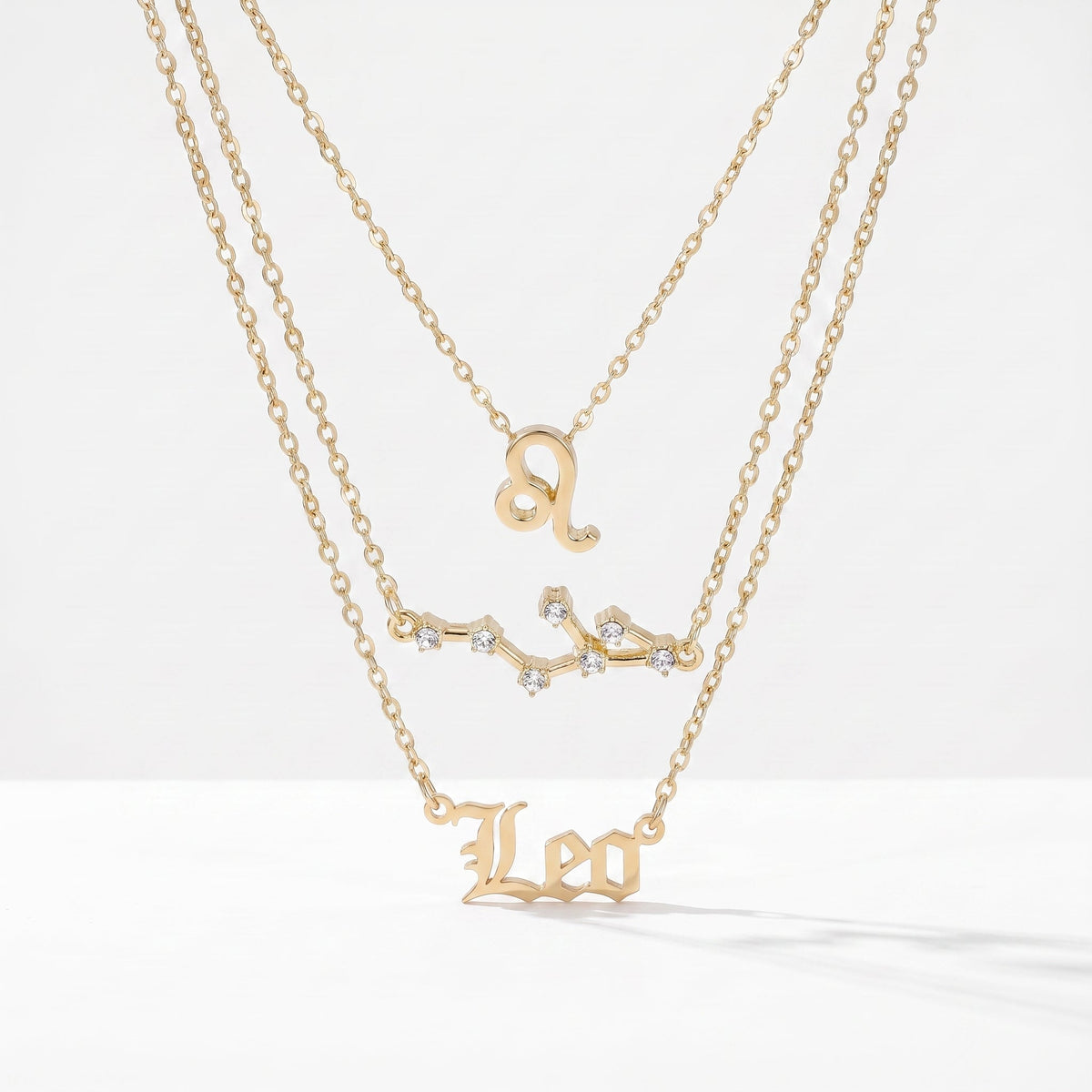 Conjunto 3 collares signo Leo dorado