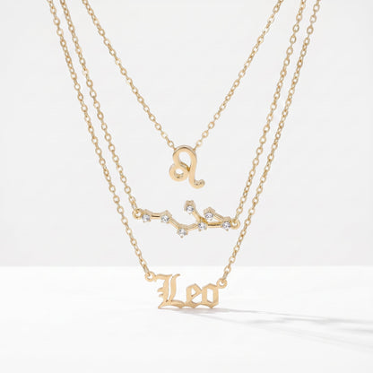 Conjunto 3 collares signo Leo dorado