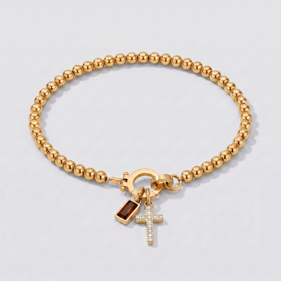 GIF con todas las piedras de nacimiento para la pulsera dorada.
