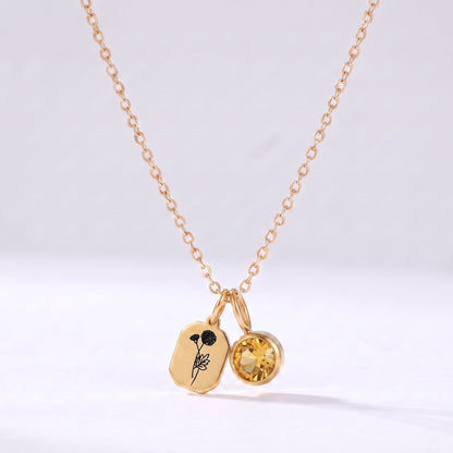 Collar flor y piedra de nacimiento Noviembre-Citrino dorado