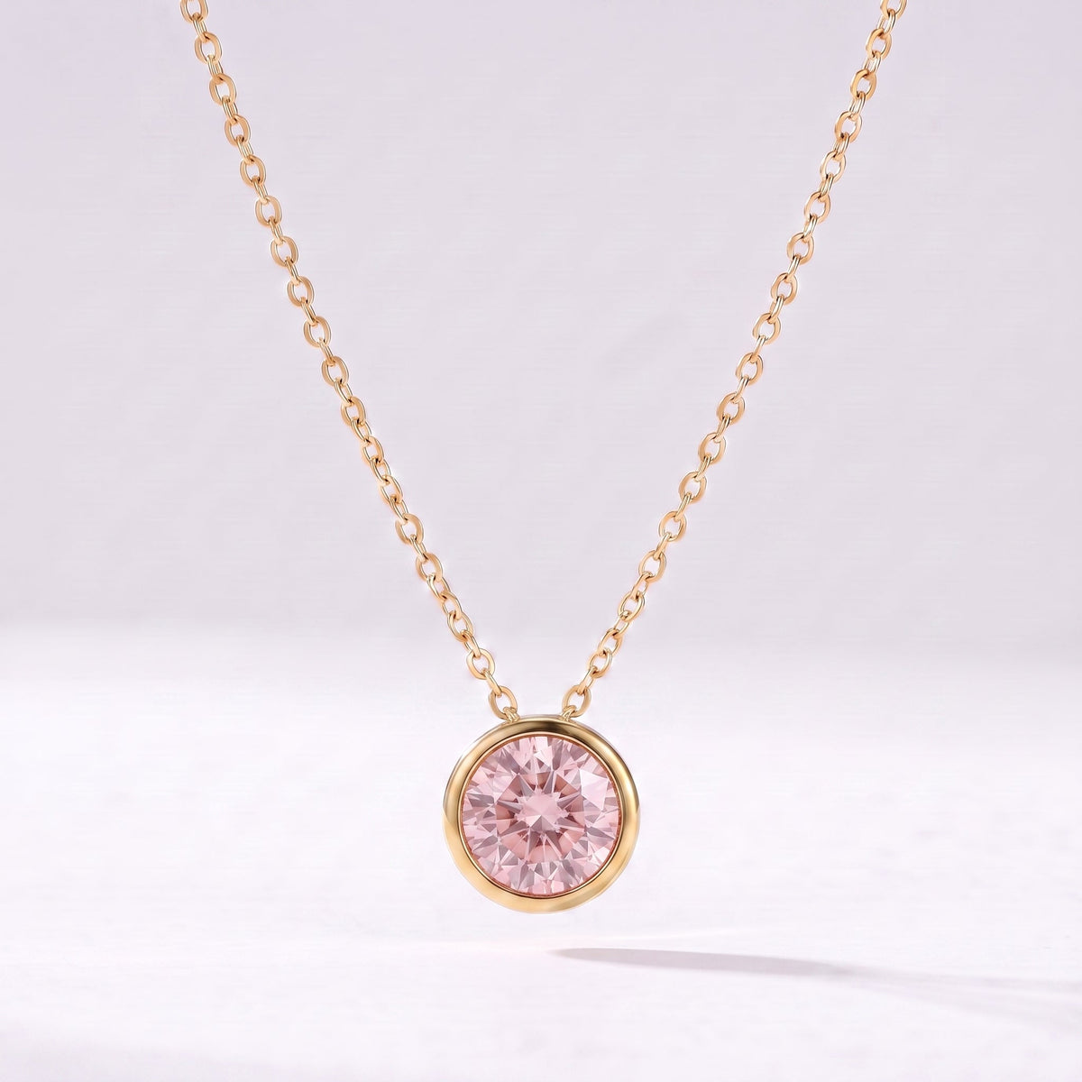 Collar piedra de nacimiento Octubre — Turmalina rosa dorado