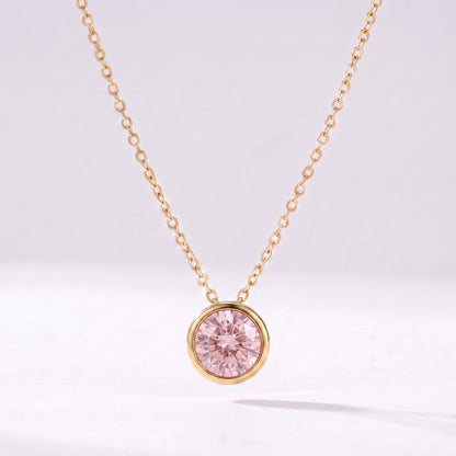 Collar piedra de nacimiento Octubre — Turmalina rosa dorado