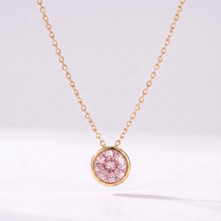 Collar piedra de nacimiento Octubre — Turmalina rosa dorado