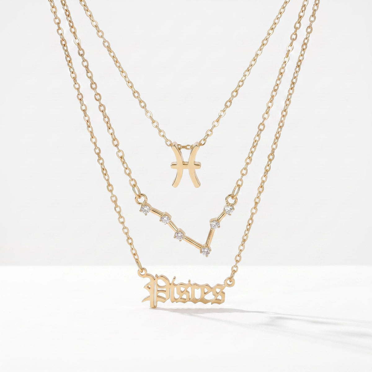 Conjunto 3 collares signo Piscis dorado