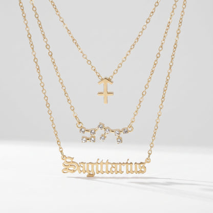 Conjunto 3 collares signo Sagitario dorado