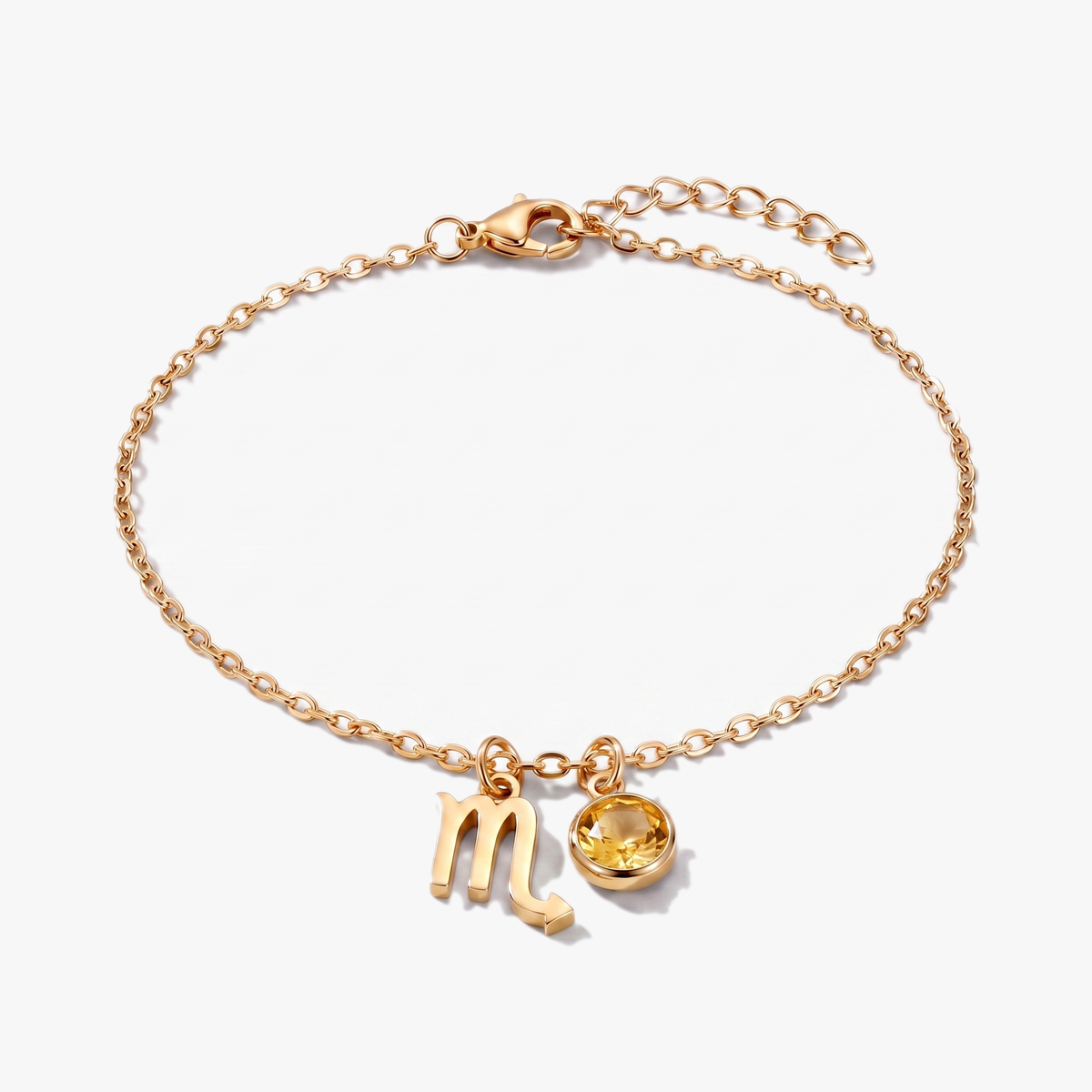 Pulsera signo del zodiaco Escorpio dorada con piedra de nacimiento Citrino