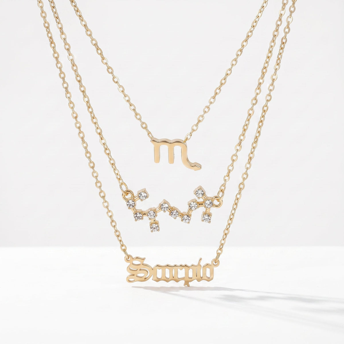 Conjunto 3 collares signo Escorpio dorado