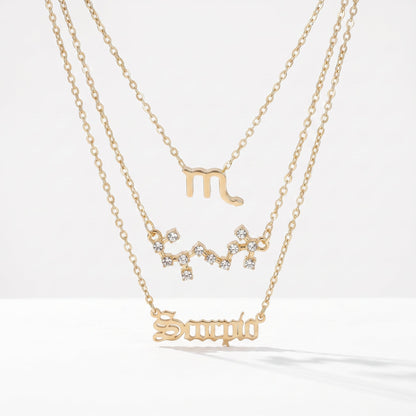 Conjunto 3 collares signo Escorpio dorado