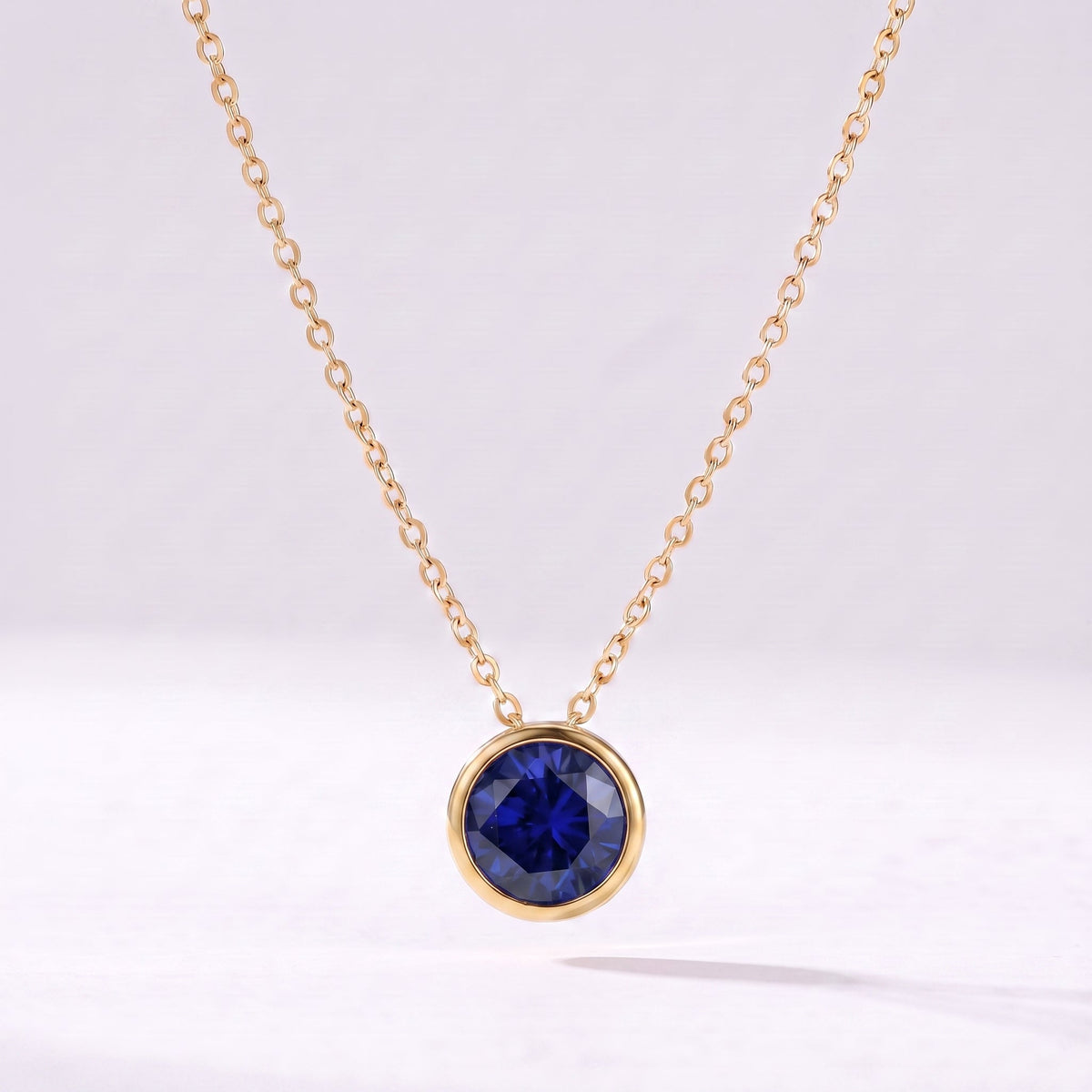 Collar piedra de nacimiento Septiembre — Zafiro dorado