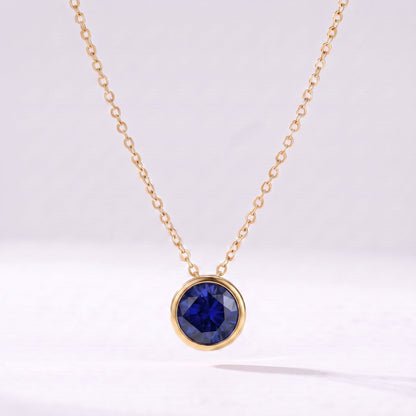 Collar piedra de nacimiento Septiembre — Zafiro dorado