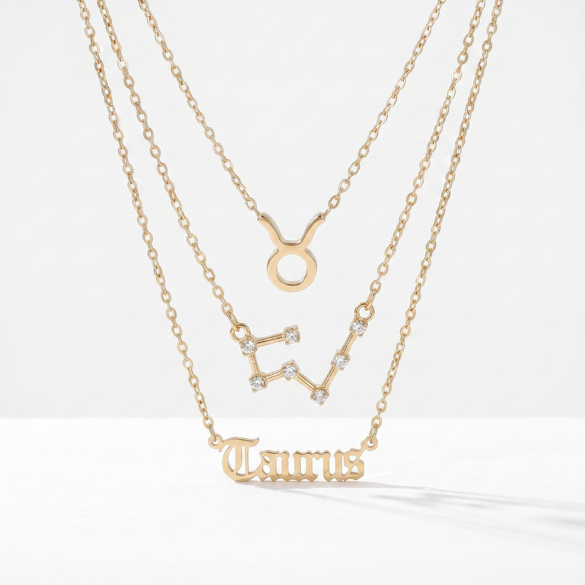 Conjunto 3 collares signo Tauro dorado