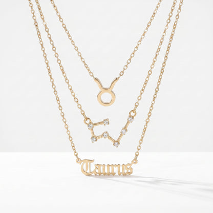 Conjunto 3 collares signo Tauro dorado