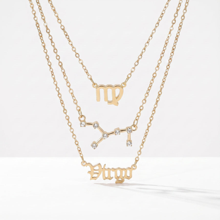 Conjunto 3 collares signo Virgo dorado