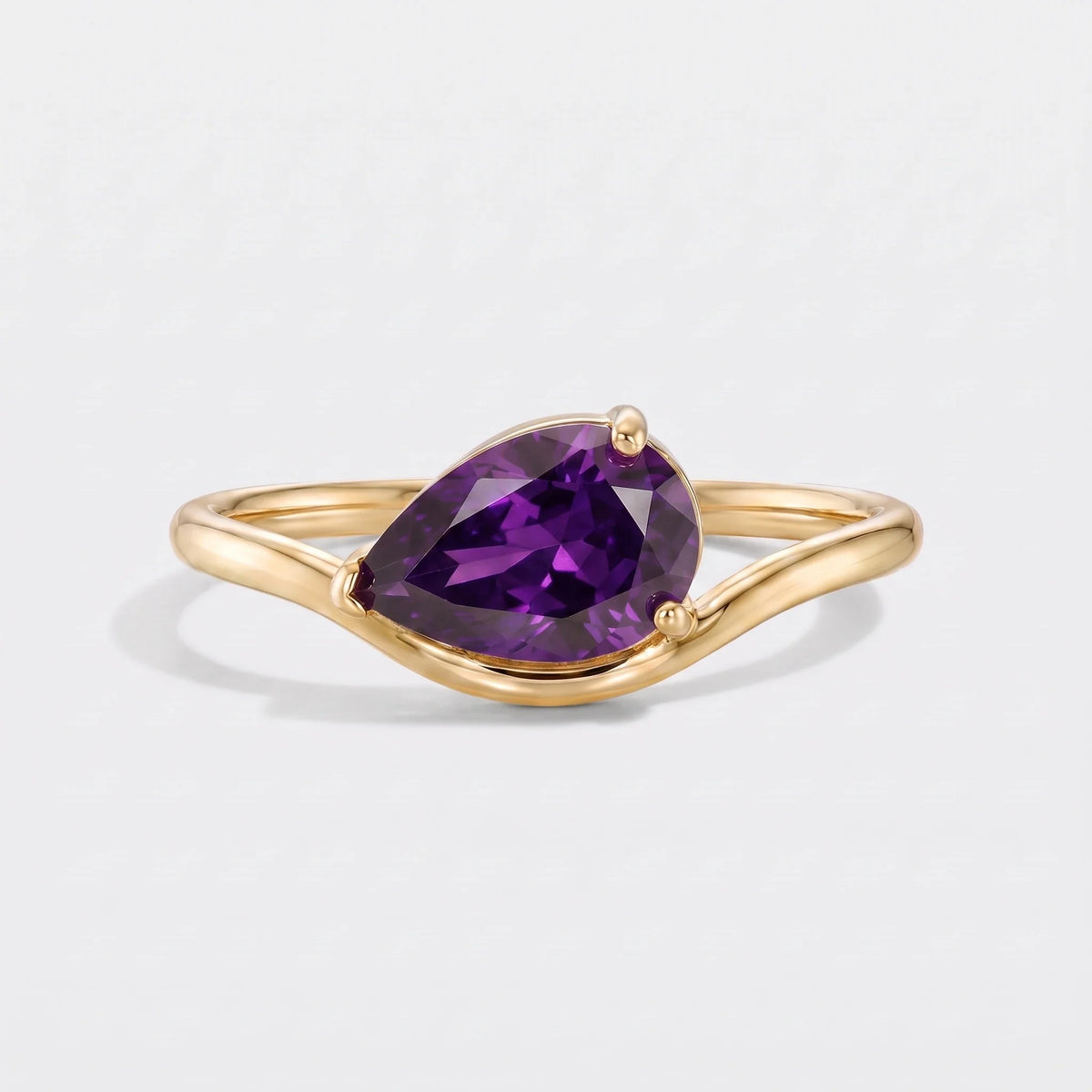 Anillo piedra de nacimiento corte pera Junio — Alejandrita