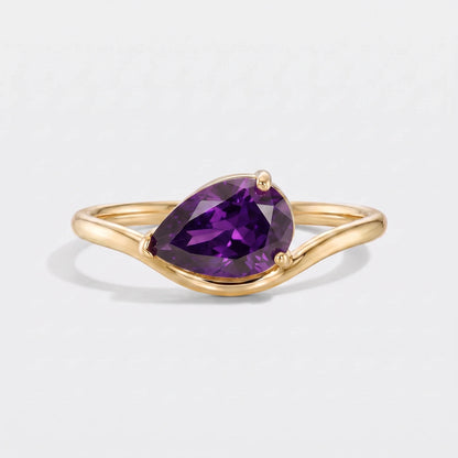 Anillo piedra de nacimiento corte pera Junio — Alejandrita