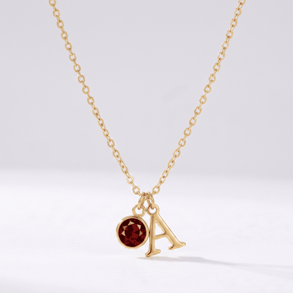 Collar letra A con las 12 piedras de nacimiento por mes