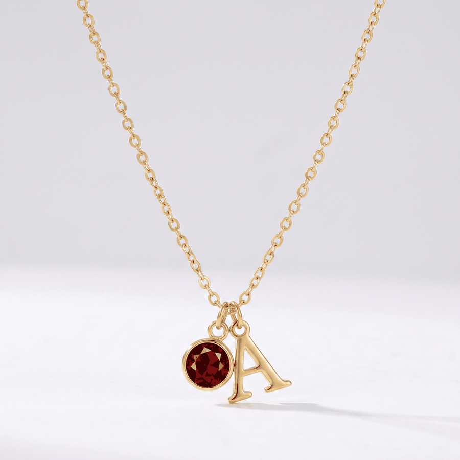 Collar letra A con las 12 piedras de nacimiento por mes