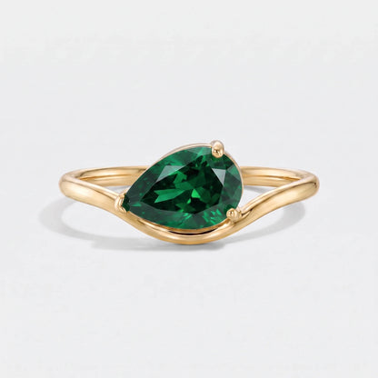 Anillo piedra de nacimiento corte pera Mayo — Esmeralda