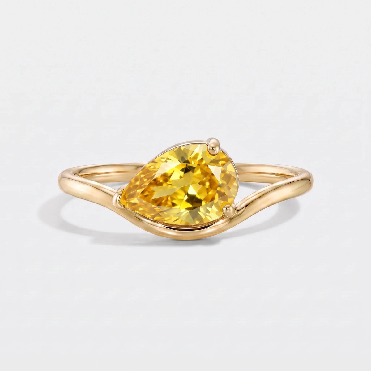 Anillo piedra de nacimiento corte pera Noviembre — Citrino