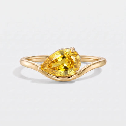 Anillo piedra de nacimiento corte pera Noviembre — Citrino