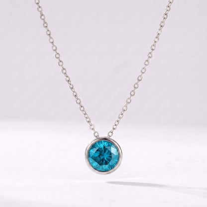 Collar piedra de nacimiento Diciembre — Topacio azul plateado
