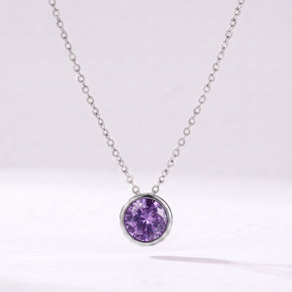 Collar piedra de nacimiento Febrero — Amatista plateado