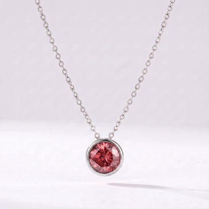 Collar piedra de nacimiento Julio — Rubí plateado