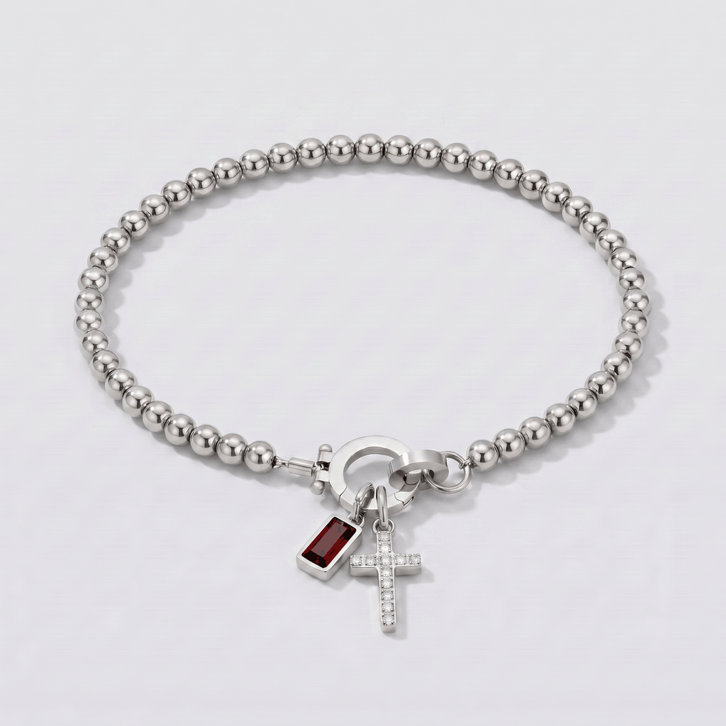 GIF con todas las piedras de nacimiento para la pulsera plateada.