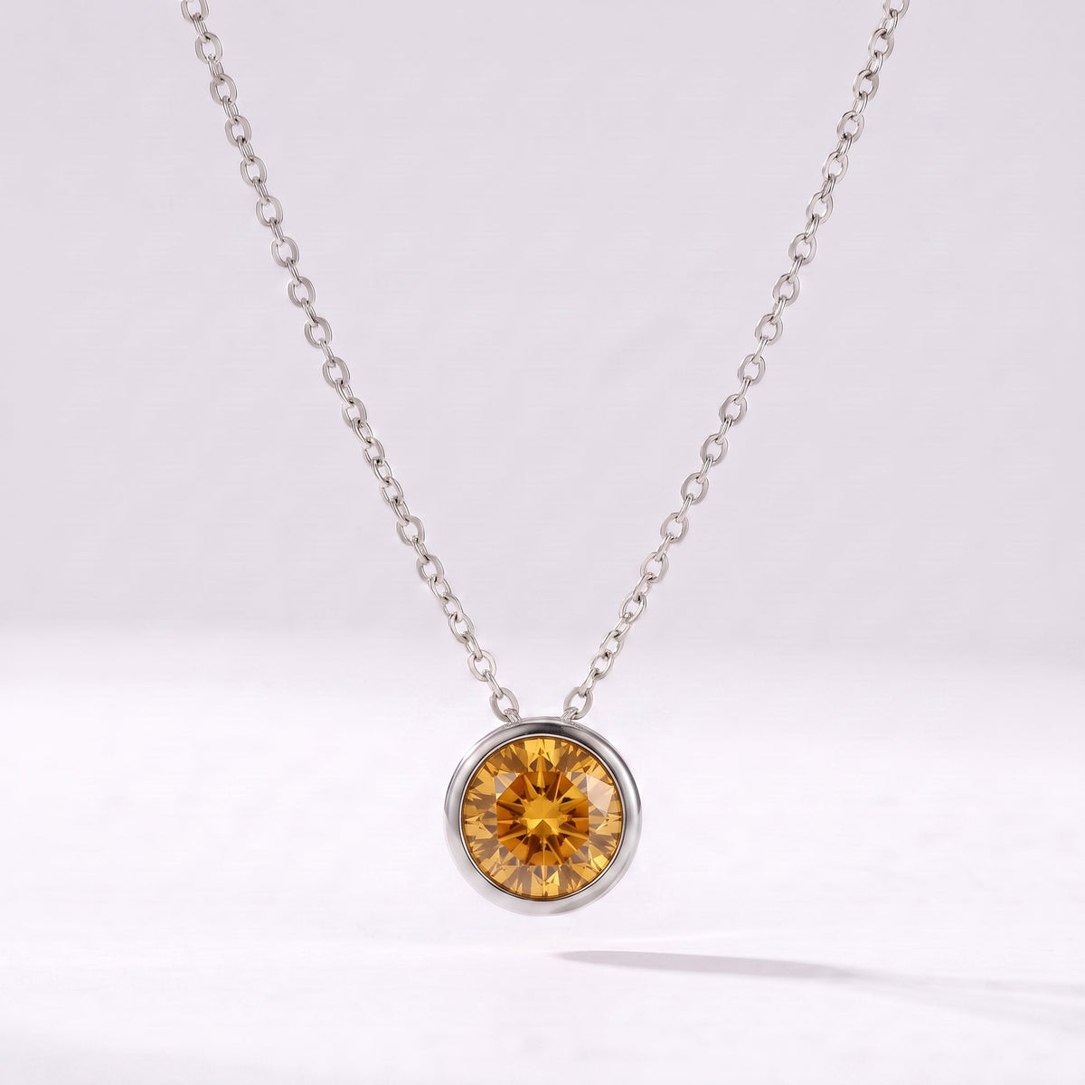 Collar piedra de nacimiento Noviembre — Citrino plateado