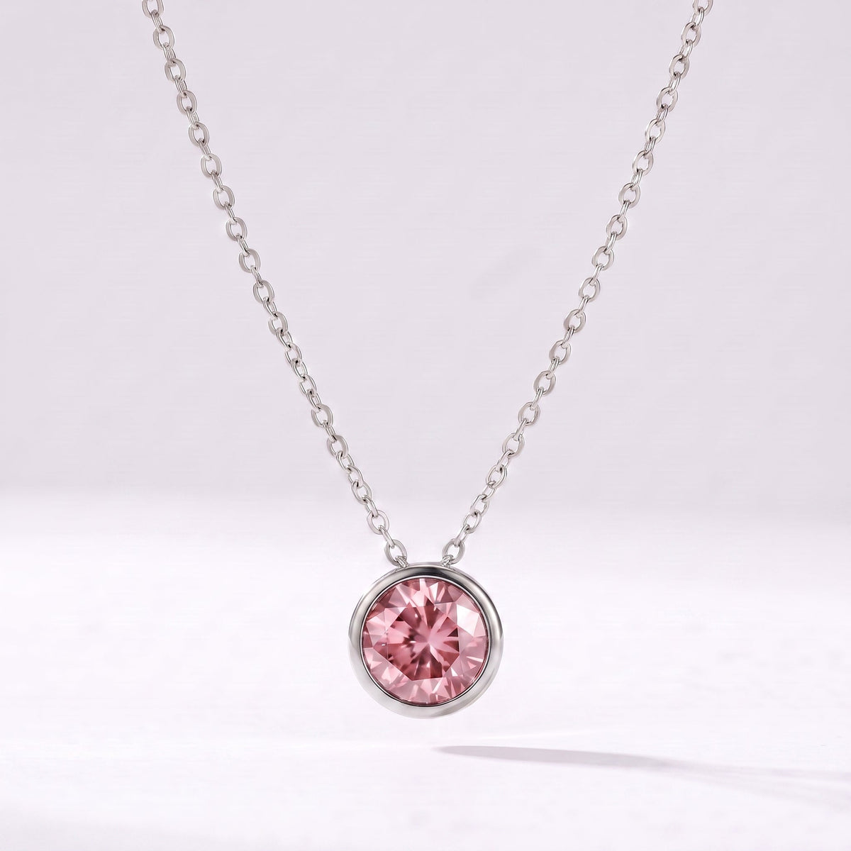 Collar piedra de nacimiento Octubre — Turmalina rosa plateado