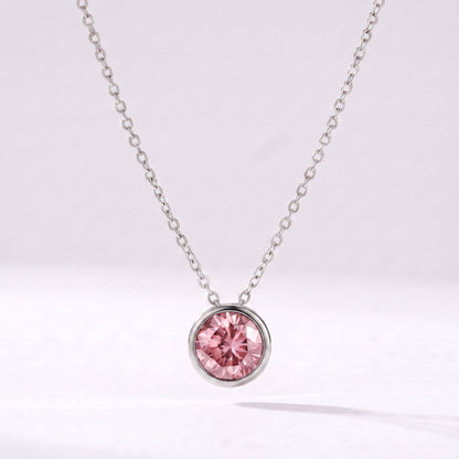 Collar piedra de nacimiento Octubre — Turmalina rosa plateado