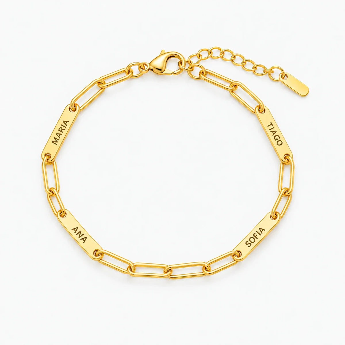 Pulsera de Eslabones plateada personalizada con un nombre