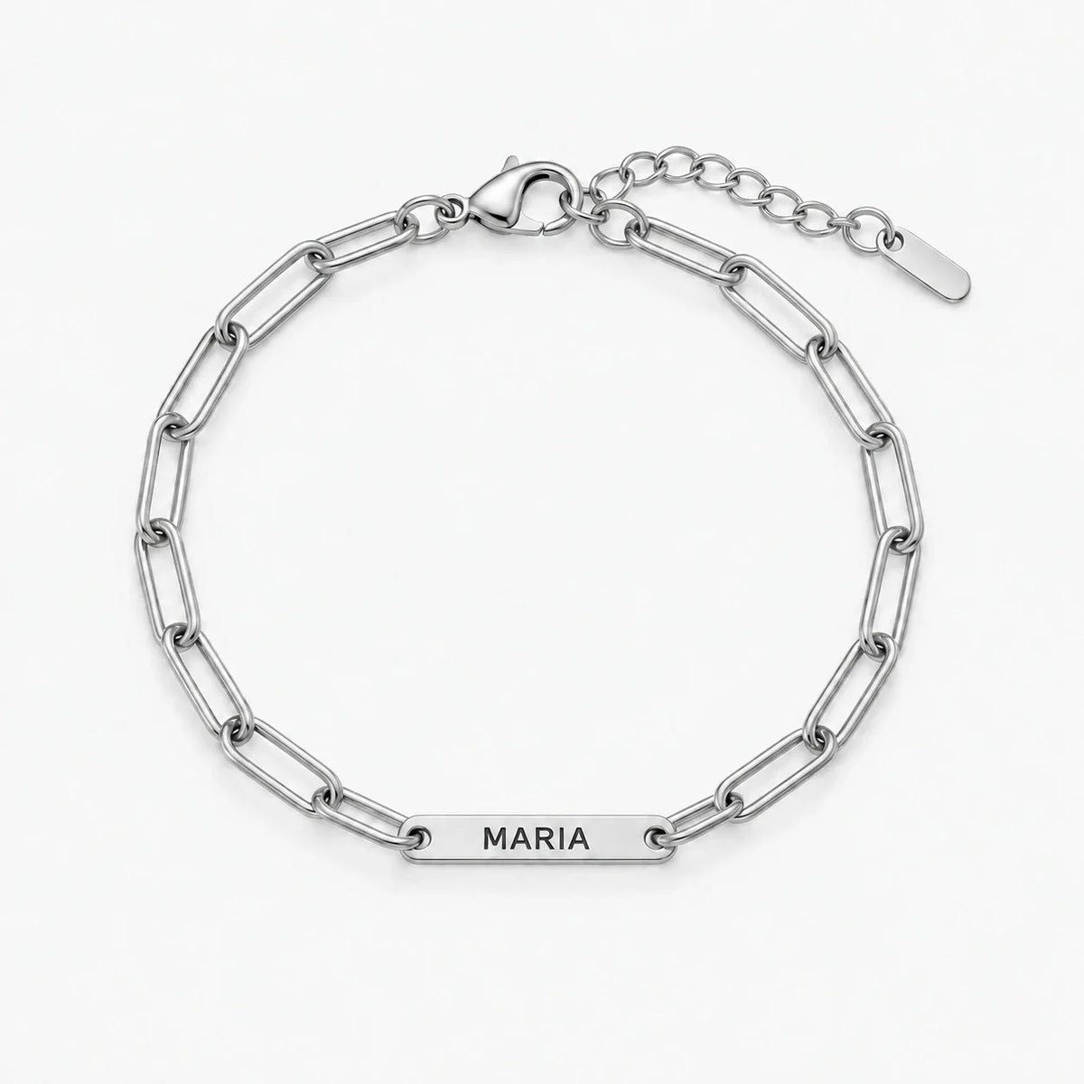 Pulsera de Eslabones plateada personalizada con dos nombres